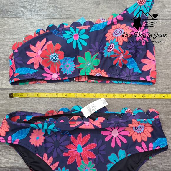 Cupshe One Shoulder Scallop Edge Bikini Swimsuit Size L - Picture 5 of 6